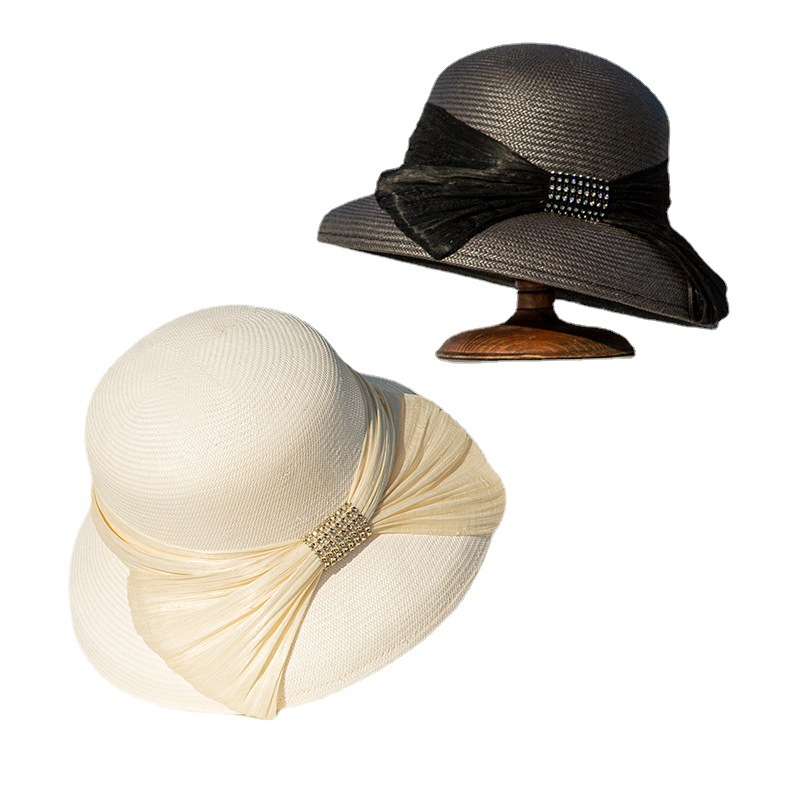 夏季草帽遮阳防晒优雅赫本风法式复古度假出游帽子女