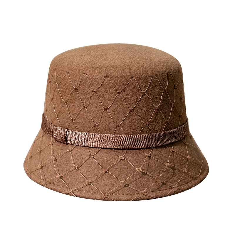23新款D家帽型水桶帽渔夫帽显脸小百搭盆帽帽子女毛呢帽子女毡帽