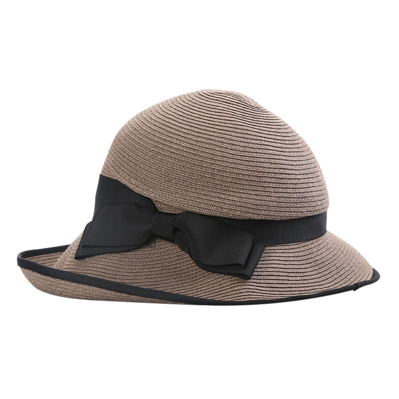 灵珑 草帽女夏季海边度假沙滩帽出游遮阳帽可折叠蝴蝶结小清新
