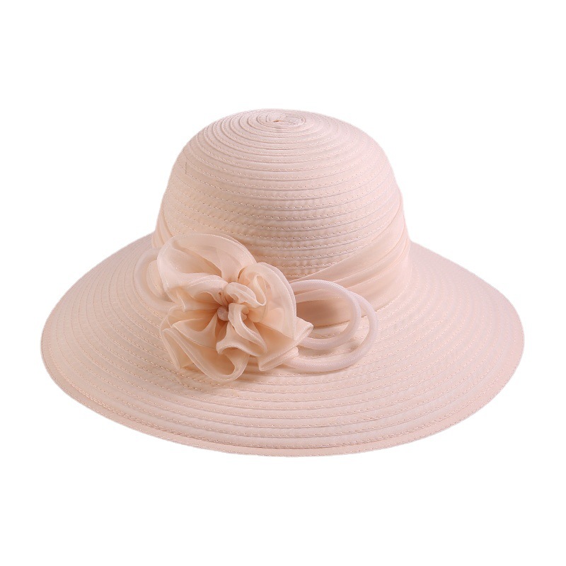灵珑帽子女夏季出游渔夫帽女宽檐遮阳帽休闲逛街盆帽优雅花朵批发