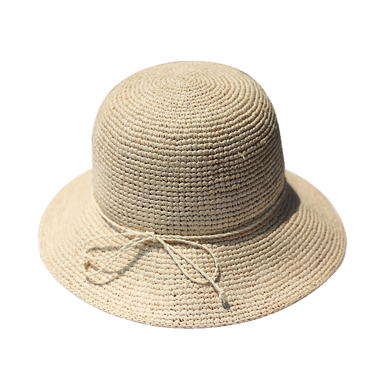 灵珑 小清新拉菲草帽女沙滩帽遮阳帽女潮出游草编太阳帽海边帽